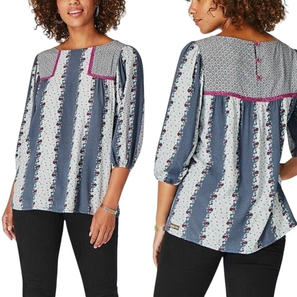 Matilda Jane A Quick Getaway Floral Polka Dot Top Size Small